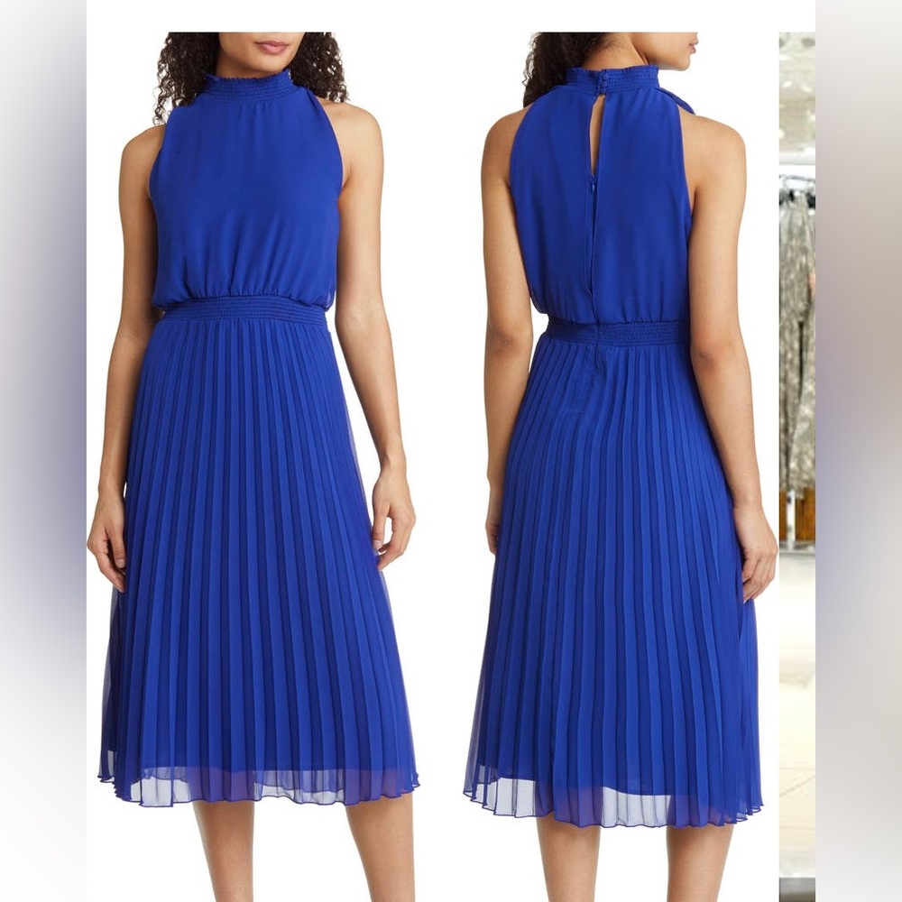 Beautiful Sam Edelman Smocked Pleat Sleeveless Midi Dress
